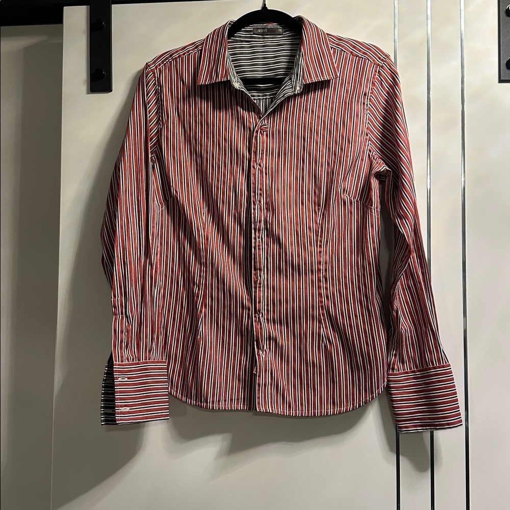 Reversible Red To Grey Striped Tailored Shirt